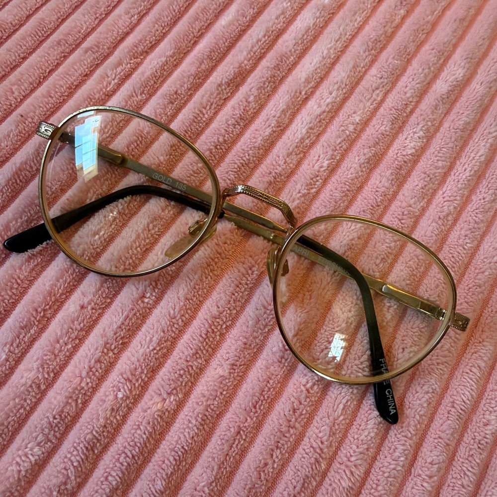 Capri Freshman Eyeglasses Unisex 135 Gold Round Vintage Metal Frames